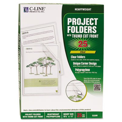 0636123722958 - PROJECT FOLDERS, REDUCED GLARE, POLYPROPYLENE, LETTER SIZE, 25/BOX, SOLD AS 25 EACH