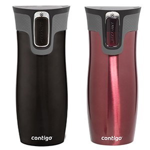 0636160041173 - CONTIGO AUTOSEAL WEST LOOP 1.1 STAINLESS STEEL TRAVEL MUG WITH OPEN ACCESS LID, 16-OUNCE, MATTE BLACK / VIVACIOUS, 2-PACK