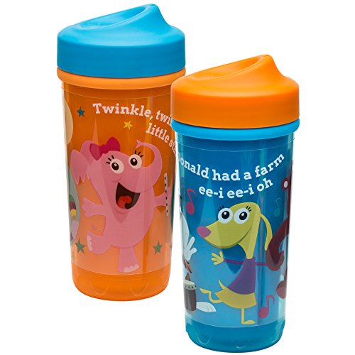 0063616209564 - ZAK! DESIGNS BABY GENIUS TODDLER PERFECT FLO SIPPY CUP WITH INDEPENDENT DOER GRAPHICS, DOUBLE WALL INSULATED TUMBLER AND ADJUSTABLE FLOW VALVE, LEAK PROOF, BPA-FREE PLASTIC 8.7 OZ (SET OF 2)