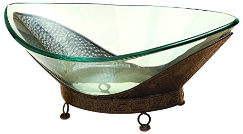 0636173222958 - PLUTUS BRANDS THICK QUALITY GLASS BOWL METAL STAND