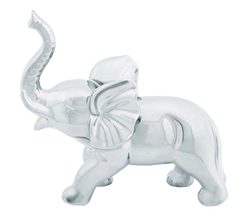 0636173234838 - PLUTUS BRANDS SOLID CERAMIC 12 INCH ELEPHANT DECOR FOR MODERN LOOK IN SILVER