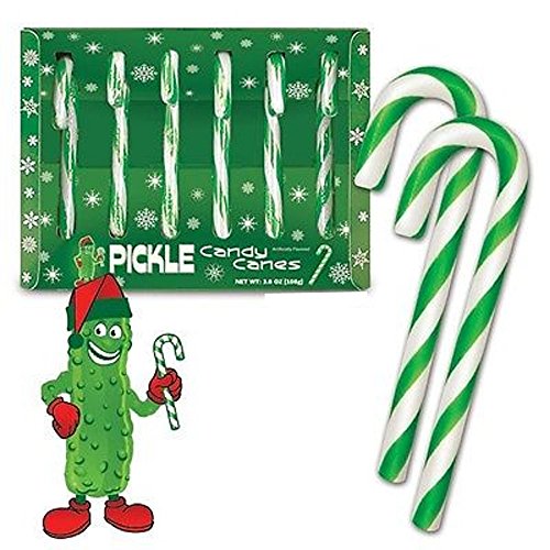 0636173863694 - DILL PICKLE FLAVOR CANDY CANES CANE BOX OF 6