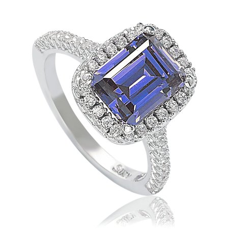 0636225469553 - SUZY LEVIAN STERLING SILVER BLUE SAPPHIRE AND WHITE CUBIC ZIRCONIA THIN RING