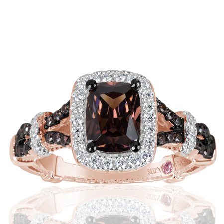 0636225489346 - SUZY LEVIAN ROSE STERLING SILVER BROWN AND WHITE CUBIC ZIRCONIA RING