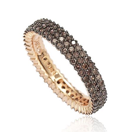 0636225493541 - SUZY LEVIAN ROSE STERLING SILVER MICRO-PAVE BROWN CUBIC ZIRCONIA STACKABLE RING