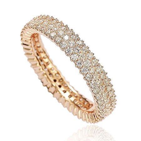 0636225493602 - SUZY LEVIAN ROSED STERLING SILVER MICRO-PAVE WHITE CUBIC ZIRCONIA STACKABLE RING - PINK