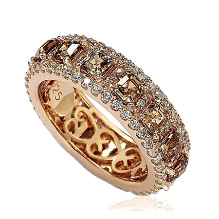 0636225495255 - SUZY LEVIAN ROSE STERLING SILVER CUBIC ZIRCONIA CHAMPAGNE AND WHITE MODERN STACKABLE RING