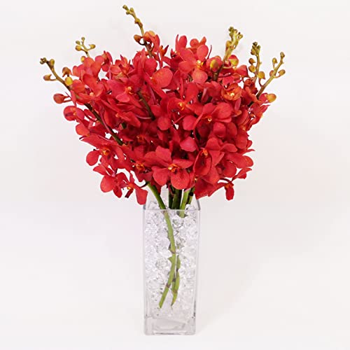 0636358000784 - ATHENA’S GARDEN FRESH CUT DEEP RED MOKARA ORCHIDS 10 STEMS DENDROBIUM ORCHIDS FLOWERS WITH VASE AND ROCKS