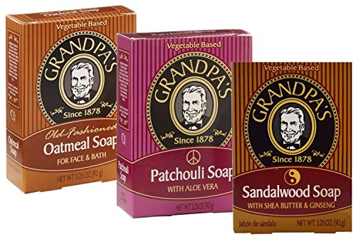 0636431704318 - GRANDPA'S SANDALWOOD, PATCHOULI AND OATMEAL ORGANIC SOAP FOR MEN BUNDLE, FROM THE COMPANY THAT MAKES PINE TAR SOAP, 3.25 OZ. EACH