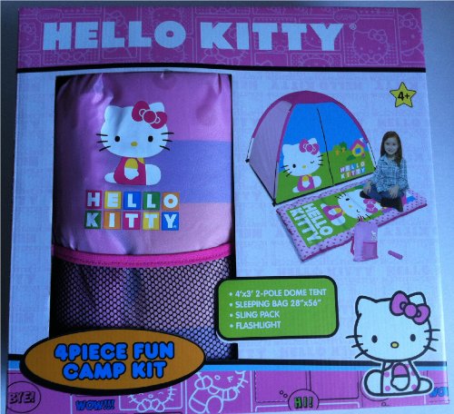 0636533114701 - HELLO KITTY 4 PIECE FUN CAMP KIT - DOME TENT, SLEEPING BAG, SLING PACK AND FLASH LIGHT