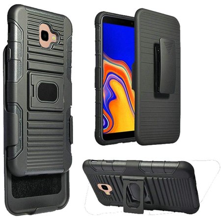0636676367453 - COMPATIBLE FOR SAMSUNG GALAXY J4 PLUS CASE, J4 CORE CASE, J4 PRIME CASE, SOGA BELT CLIP HOLSTER DEFENDER RUGGED SHOCK PROOF ARMOR HEAVY PROTECTION PHONE COVER W/MAGNETIC MOUNT PLATE (BLACK)