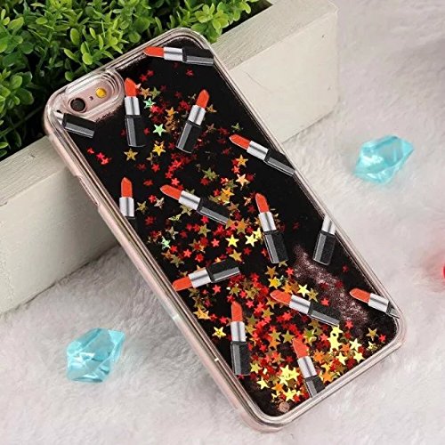 6367962360677 - IPHONE 6 6S CASE, 2016 NEW HOT FASHION GLITTER GOLD STARS LIPSTICK DAZZLING BLACK QUICKSAND WATERFALL HARD PC COVER CASE FOR IPHONE 6 6S 4.7, STYLISH CELL PHONE TANK SKIN SHELL SEXY WOMEN