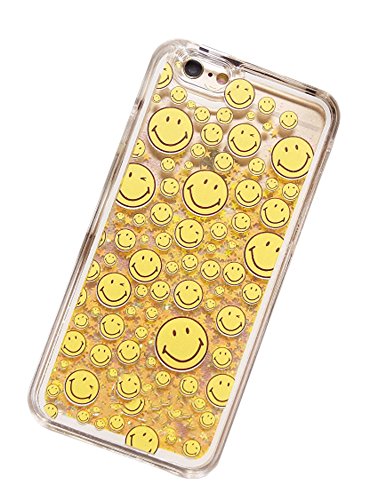 6367962366556 - CARTOON EMOJI FACES YELLOW GLITTER SMILE QUICKSAND WATERFALL HARD PLASTIC COVER CASE FOR IPHONE 6/6S 6PLUS/6S PLUS, CUTE WOMEN'S FASHION CELL PHONE LIQUID TANK PHONE SKINS(FOR IPHONE 6/6S PLUS 5.5)