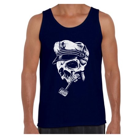 0637057331629 - AWKWARD STYLES SKULL WITH CAPTAIN HAT AND PIPE TANK TOP CAPTAIN SKULL TANK FOR MEN SUGAR SKULL MUSCLE TANK FOR MEN DAY OF THE DEAD GIFTS FOR HIM DIA DE LOS MUERTOS TANK TOP SKULL MUSCLE SHIRT