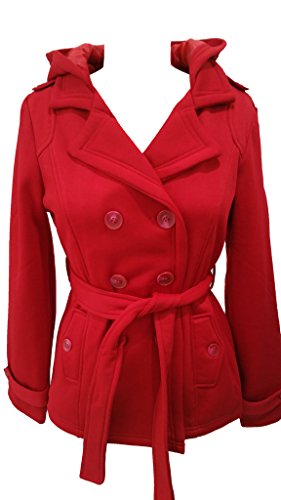 0637230738832 - YOKI WOMENS FLEECE PLUS SIZE DOUBLE BREASTED JACKET WITH HOOD RED