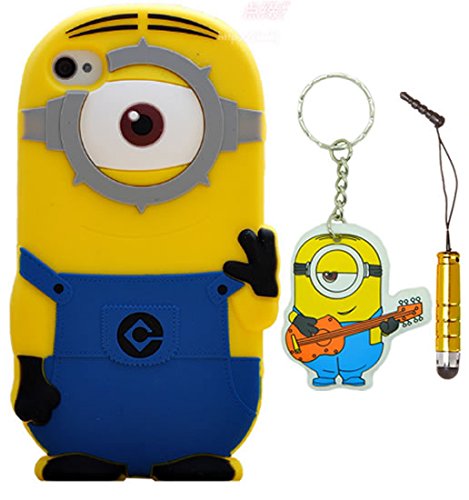 0637252678246 - IPHONE 5 5S CASE, CUTE 3D CARTOON LOVELY DESPICABLE ME MINION SOFT GEL RUBBER SILICONE PROTECTION SKIN CASE COVER FOR IPHONE 5 5S (1 EYE, BLUE)