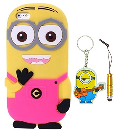 0637252678406 - IPHONE 6S CASE, IPHONE 6 CASE, CUTE 3D CARTOON LOVELY DESPICABLE ME MINION SOFT GEL RUBBER SILICONE PROTECTION SKIN CASE COVER FOR IPHONE 6 / 6S 4.7 (2 EYES, MAGENTA)