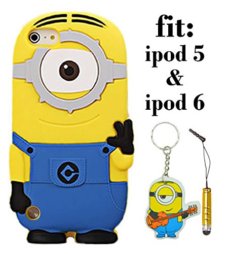 0637252678437 - IPOD TOUCH 6 CASE, IPOD TOUCH 5 CASE, CUTE 3D CARTOON LOVELY DESPICABLE ME MINION SOFT GEL RUBBER SILICONE PROTECTION SKIN CASE COVER FOR IPOD TOUCH 6TH / 5TH (1 EYE, BLUE)