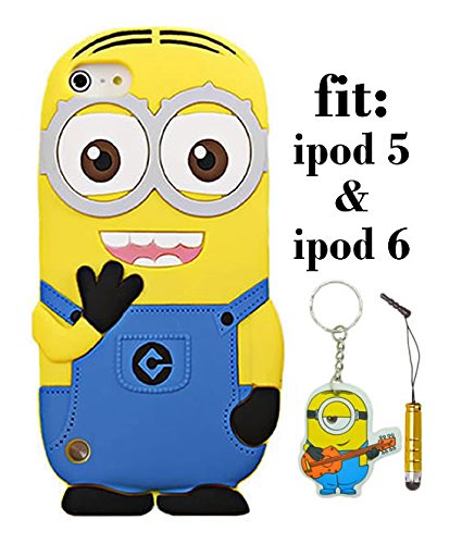 0637252678444 - IPOD TOUCH 6 CASE, IPOD TOUCH 5 CASE, CUTE 3D CARTOON LOVELY DESPICABLE ME MINION SOFT GEL RUBBER SILICONE PROTECTION SKIN CASE COVER FOR IPOD TOUCH 6TH / 5TH (2 EYE, BLUE)