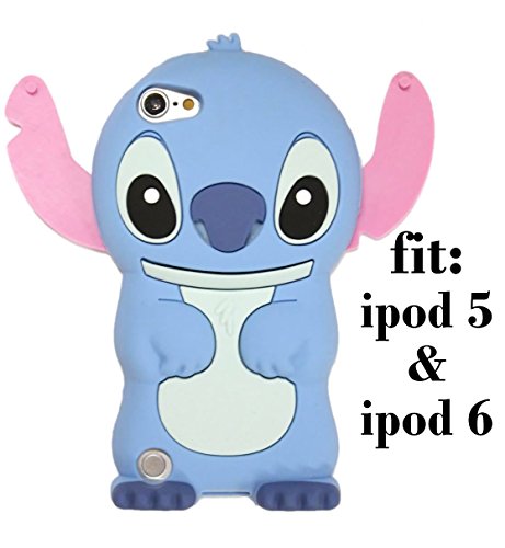 0637252678451 - IPOD TOUCH 6 CASE, IPOD TOUCH 5 CASE, CUTE 3D CARTOON LOVELY LILO STITCH MOVABLE EAR FLIP SOFT GEL RUBBER SILICONE PROTECTION SKIN CASE COVER FOR IPOD TOUCH 6TH / 5TH (BLUE)
