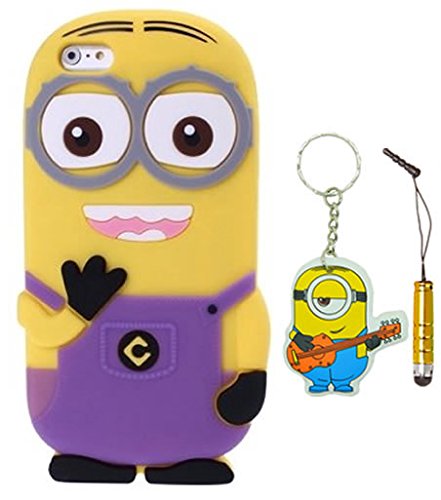 0637252678475 - IPHONE 6S CASE, IPHONE 6 CASE, CUTE 3D CARTOON LOVELY DESPICABLE ME MINION SOFT GEL RUBBER SILICONE PROTECTION SKIN CASE COVER FOR IPHONE 6 / 6S 4.7 (2 EYES, PURPLE)