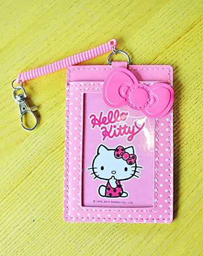 0637390125558 - HELLO KITTY ID CARD HOLDER PASS CASES TICKET CARD HOLDER PINK RIBBON SANRIO