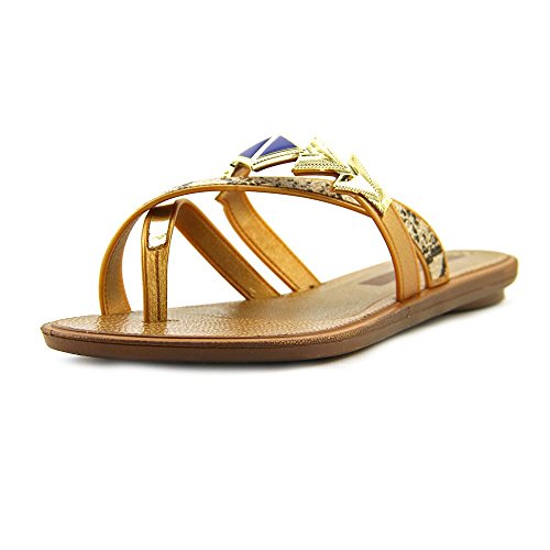 0637467666717 - GRENDHA WOMEN'S GLAM THONG SANDALS 81401 BROWN/GOLD/BLUE 7