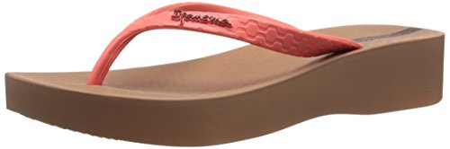 0637467759310 - IPANEMA WOMEN'S TROPICAL WEDGE FLIP FLOP, BROWN/RED/TAN/CORAL, 7 M US
