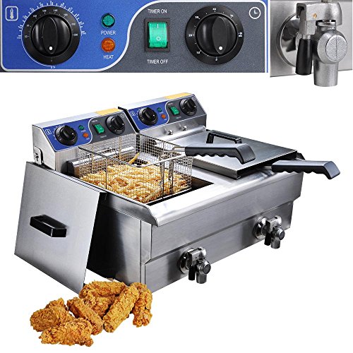0637509996253 - COMMERCIAL ELECTRIC 20L DEEP FRYER W/ TIMER AND DRAIN STAINLESS STEEL FRENCH FRY