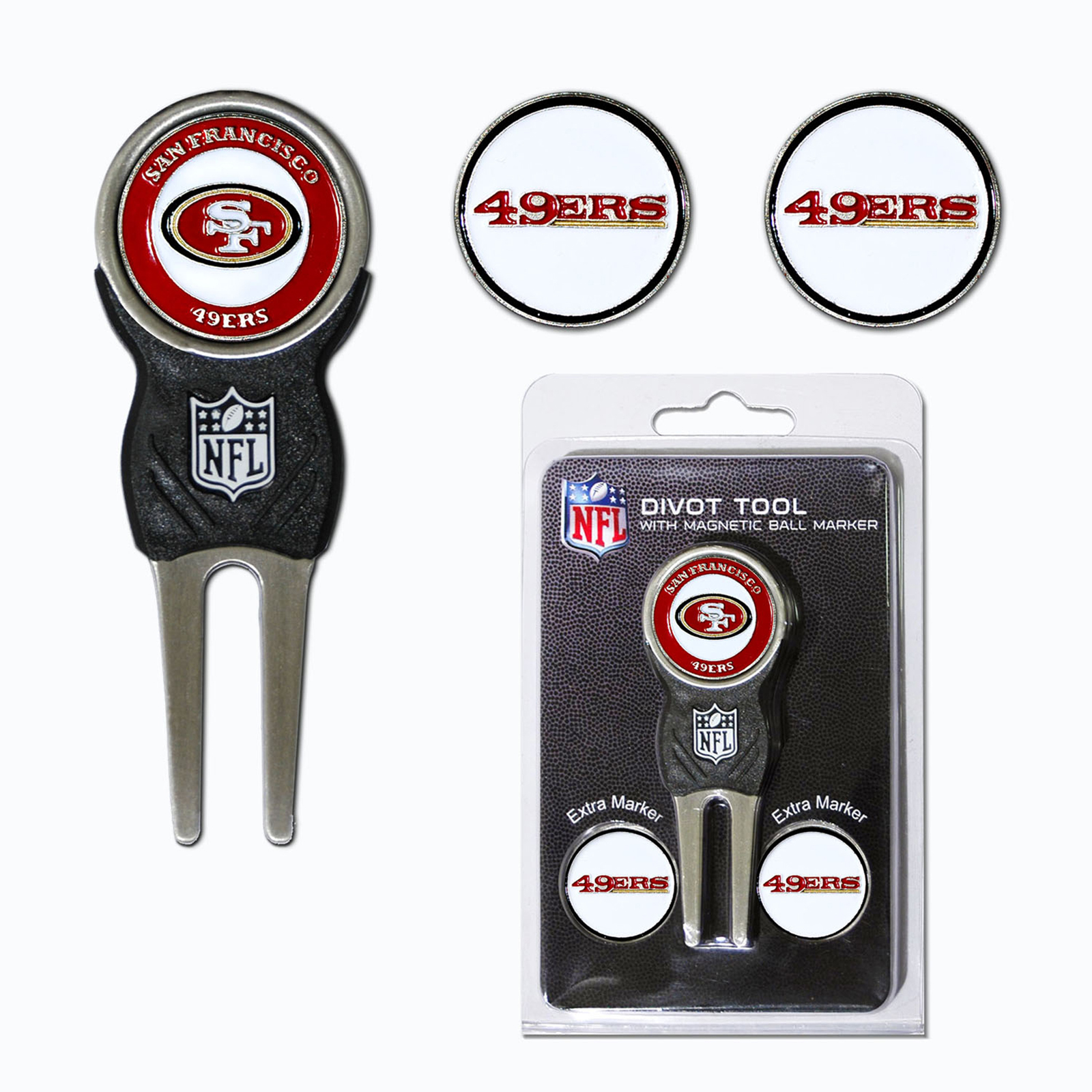 0637556327451 - SAN FRANCISCO 49ERS DIVOT TOOL PACK WITH SIGNATURE TOOL
