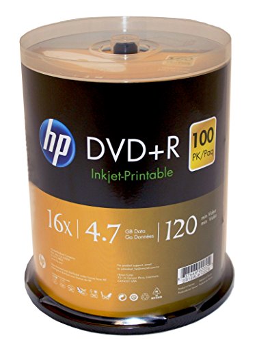 0637668020554 - HP DVD+R 4.7GB 16X WHITE INKJET PRINTABLE 100 PACK IN SPINDLE