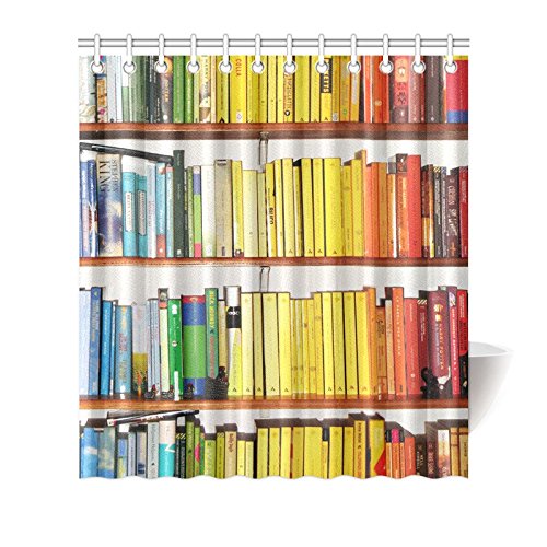 0637766003008 - WECE DESIGNS HOT SELLING ABSTRACT BOOKSHELF SHOWER CURTAIN 100% POLYESTER FABRIC WATERPROOF 66 X 72