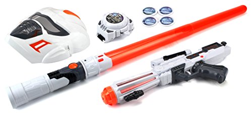 0637801795660 - FUTURE SPACE WARRIOR DELUXE CHILDREN KID'S TOY ACTIVITY ROLEPLAY PRETEND PLAYSET W/ LIGHT UP SWORD SABER, BLASTER, MASK, DISC SHOOTING WRIST WATCH