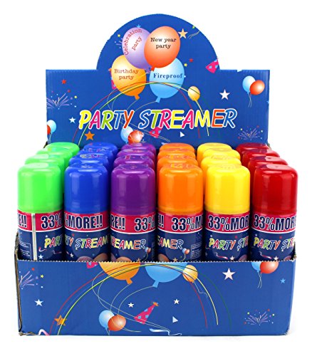 0637801798579 - 24 PACK OF PARTY STREAMER SPRAY STRING IN A CAN CHILDREN'S KID'S PARTY SUPPLIES, PERFECT FOR PARTIES/EVENTS