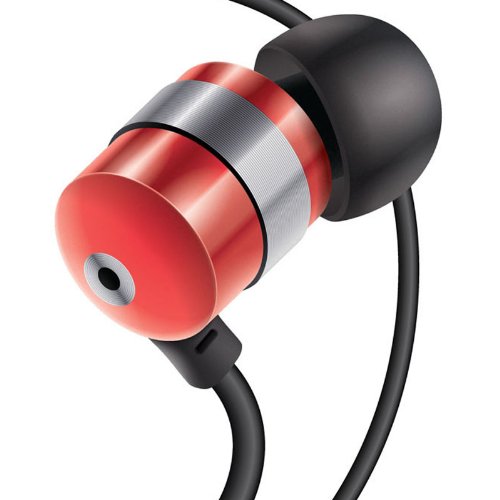 0637836504268 - GOGROOVE AUDIOHM ERGONOMIC METALLIC RED EARBUDS WITH INTERCHANGEABLE NOISE-REDUCTION SILICON EAR PIECES (4 SIZES)