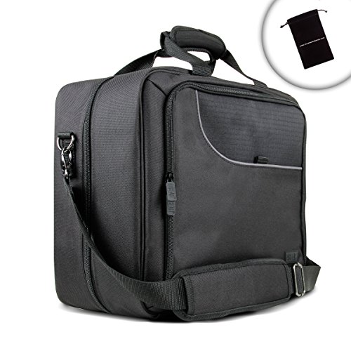 0637836581467 - PROFESSIONAL PORTABLE PROJECTOR TRAVEL CARRYING CASE WITH PROTECTIVE PADDED INTERIOR , CUSTOM STORAGE COMPARTMENTS & ADJUSTABLE SHOULDER STRAP BY USA GEAR - WORKS WITH VIEWSONIC , EPSON , IRULU & MORE