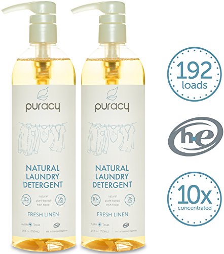 0638029948531 - PURACY NATURAL 10X LIQUID LAUNDRY DETERGENT, FRESH LINEN, SULFATE-FREE ENZYME LAUNDRY SOAP, 192 LOADS, 24 OUNCE BOTTLE, (PACK OF 2)
