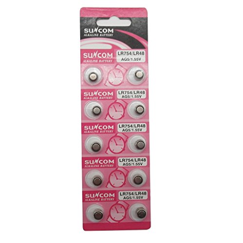 0638037414813 - SUNCOM 1 PACK AG5 ALKALINE 1.5V BUTTON CELL BATTERY SINGLE USE LR754 LR48 393-1W D309 546 393A WATCH TOYS REMOTES CAMERAS