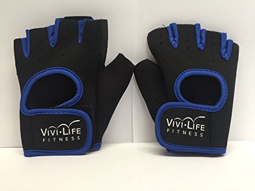 0638037685770 - VIVI LIFE WORKOUT GLOVES, SUPPORT FOR GYM WORKOUT, WEIGHTLIFTING, FITNESS, AND MORE. ONE SIZE FITS ALL ~ BLUE PAIR
