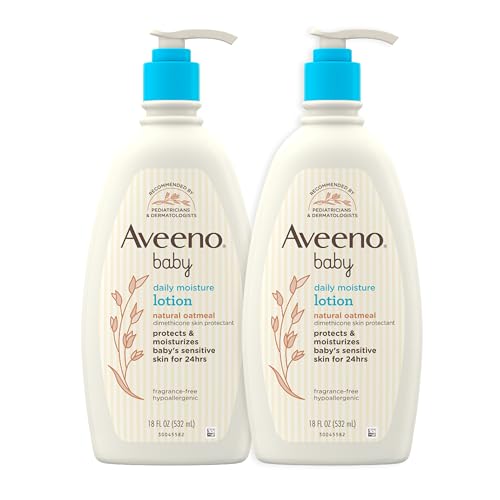 0638037691528 - AVEENO BABY DAILY MOISTURE BODY LOTION FOR DELICATE SKIN, NATURAL COLLOIDAL OATMEAL & DIMETHICONE, HYPOALLERGENIC MOISTURIZING LOTION, FRAGRANCE- & PARABEN-FREE, TWIN PACK, 2 X 18 FL. OZ