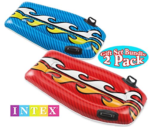 0638037700466 - INTEX JOY RIDER SURF 'N SLIDE POOL FLOATS RED & BLUE GIFT SET BUNDLE - 2 PACK