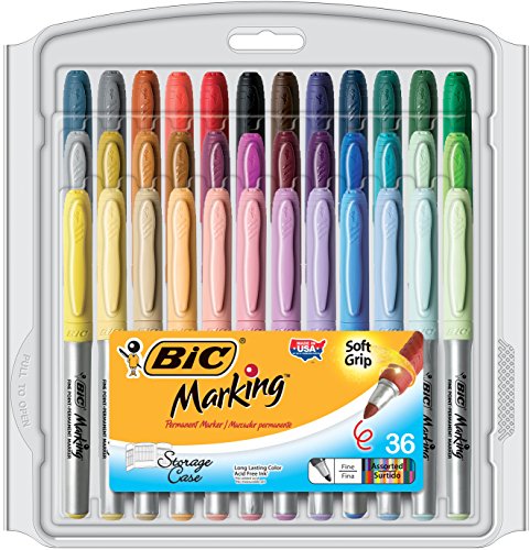 0638084541418 - BIC MARKING PERMANENT MARKER FASHION COLORS, FINE POINT, ASSORTED COLORS, 36-COUNT
