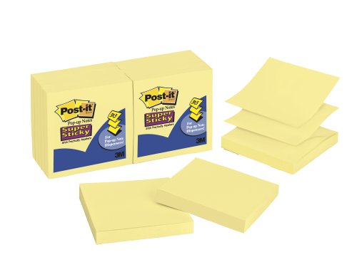 0638084745649 - POST-IT SUPER STICKY POP-UP NOTES, 3 X 3-INCHES, CANARY YELLOW, 12-PADS/PACK