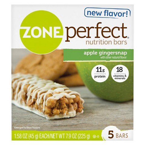 0638102635167 - ZONEPERFECT APPLE GINGERSNAP NUTRITION BAR - 5 COUNT 1.58 OZ BARS 7.9 OZ
