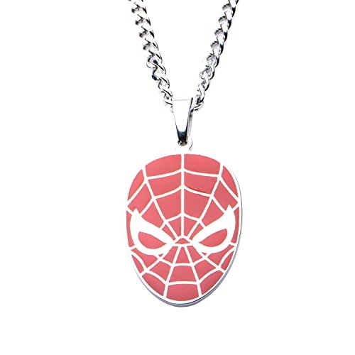 0638264925854 - MARVEL SPIDER-MAN RED FACE PENDANT STAINLESS STEEL NECKLACE