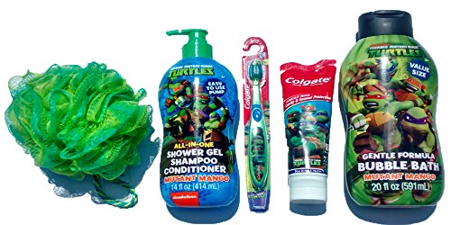 0638346700942 - THE BEST KIDS SHOWER AND BUBBLE BATH GIFT SET - COMES WITH TEEN MUTANT NINJA TURTLE BUBBLE BATH AND ALL IN ONE SHOWER GEL - SHAMPOO - CONDITIONER, TEEN MUTANT NINJA TURTLE KIDS TOOTH PASTE AND TEEN MUTANT NINJA TURTLE KIDS TOOTH BRUSH ... PLUS A COMPLIME