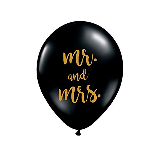 0638362711885 - MR. AND MRS. BLACK WEDDING BALLOONS (SET OF 3)