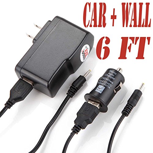 0638414836405 - 6 FEET EXTRA LONG AC / DC ADAPTER WITH ROUND JACK (6CH) FOR TABLET PC 7 & 8 & 9 & 9.7 &10.1 INCH SET OF 2 (CAR & WALL) POWER SUPPLY CHARGER FITS (NEUTAB NEU TAB ALL SIZES & ALL MODELS (WITH ROUND JACK TIP ONLY))
