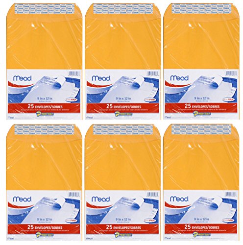0638458968698 - MEAD PRESS-IT SEAL-IT ENVELOPES, 9 X 12 INCHES, OFFICE PACK, 25 PER PACK, 6 PACK = TOTAL 150 ENVELOPES