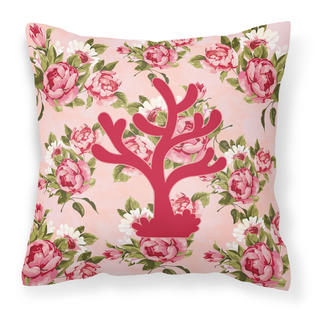 0638508356727 - CORAL SHABBY CHIC PINK ROSES FABRIC DECORATIVE PILLOW BB1101-RS-PK-PW1414